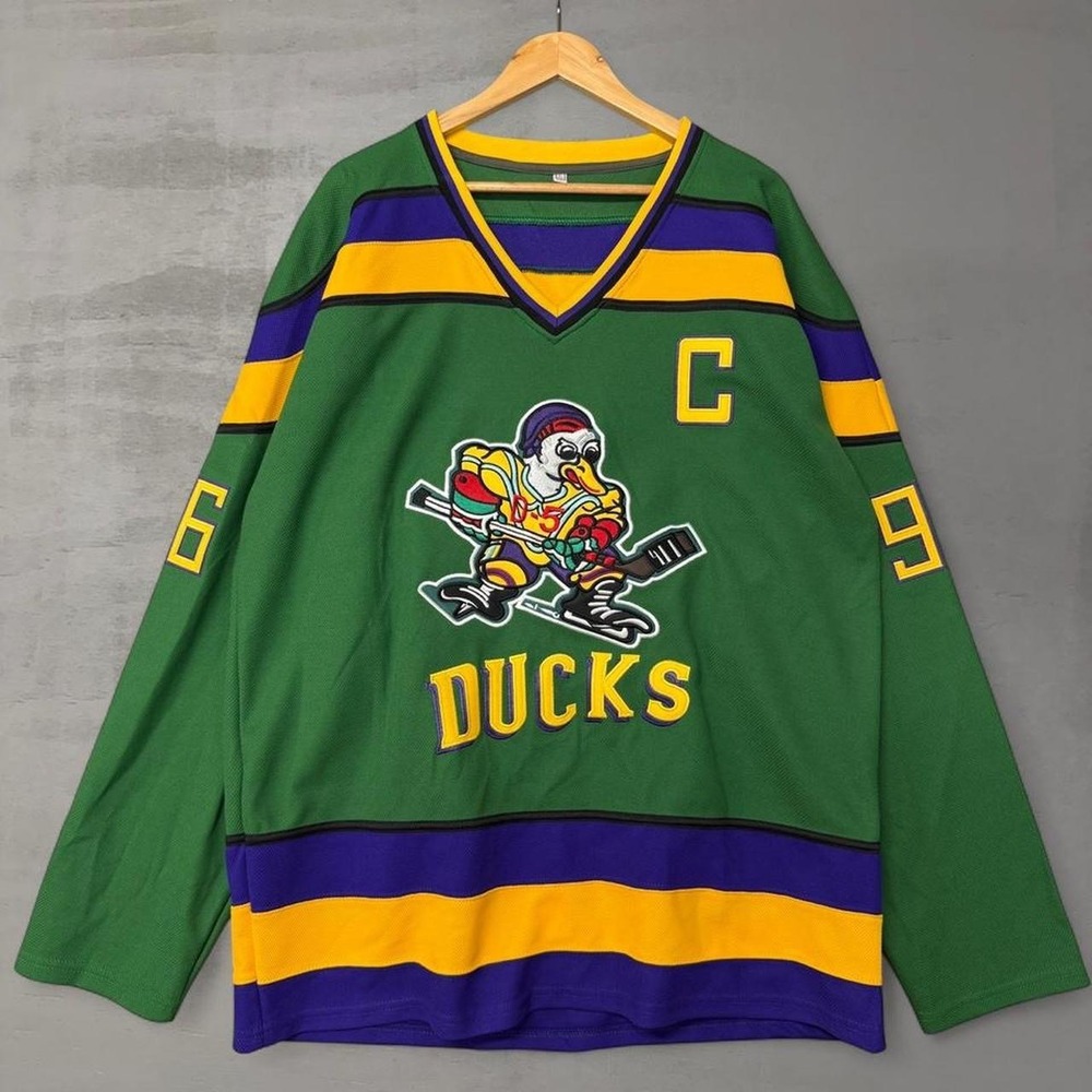 Vintage Mighty Ducks Charlie Conway Hockey Jersey Green Purple Yellow XL